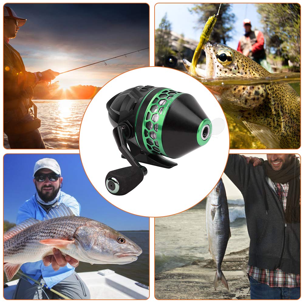 Alomejor reel handle side view emphasizing ergonomic grip for comfort.