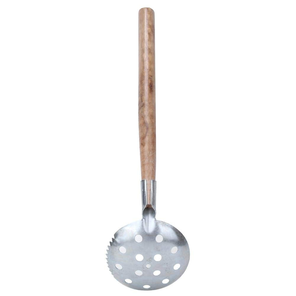 Alomejor ice scoop with slotted bowl reduces water buildup during scooping.