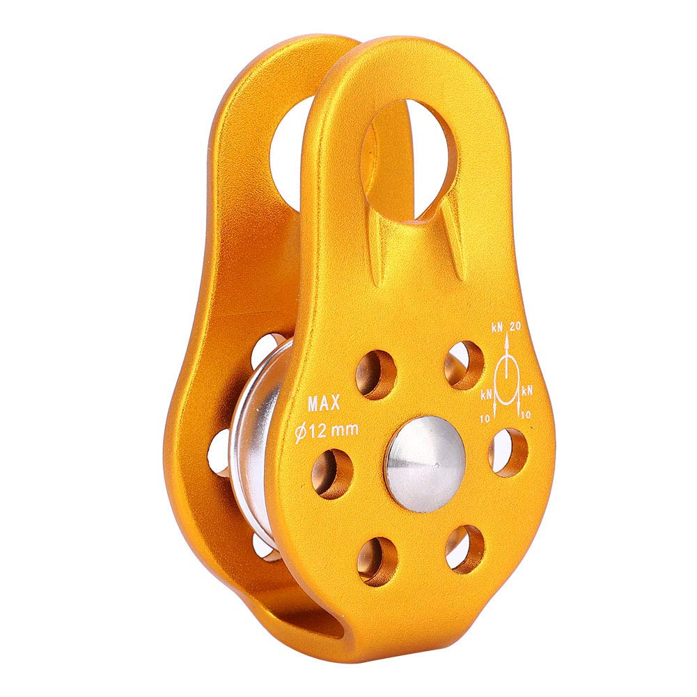 Alomejor pulley compatible with 12mm ropes for climbing and hauling tasks.
