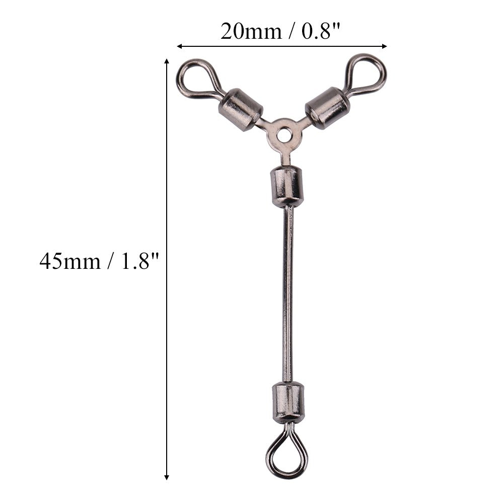 Alomejor rolling swivels 360-degree bearing for smooth rotation and less line twist.