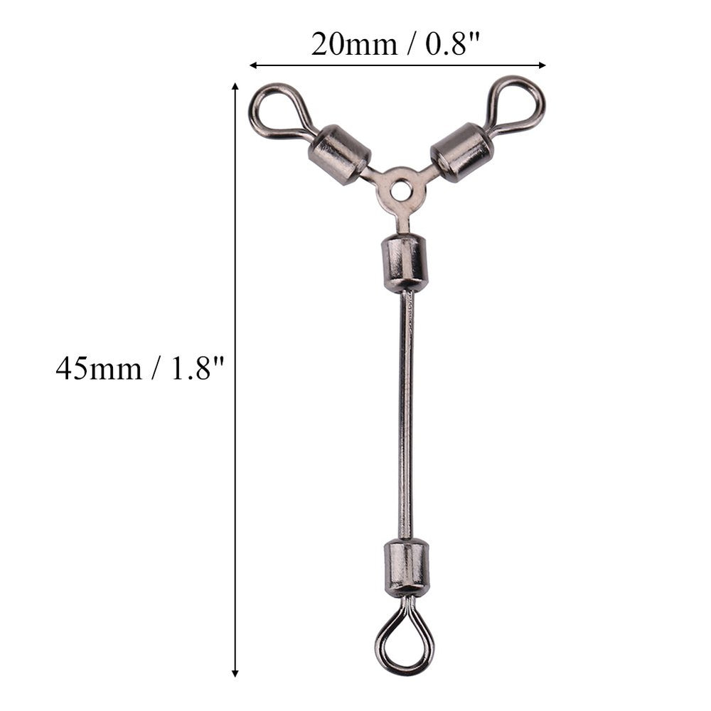 Alomejor rolling swivels 360-degree bearing for smooth rotation and less line twist.