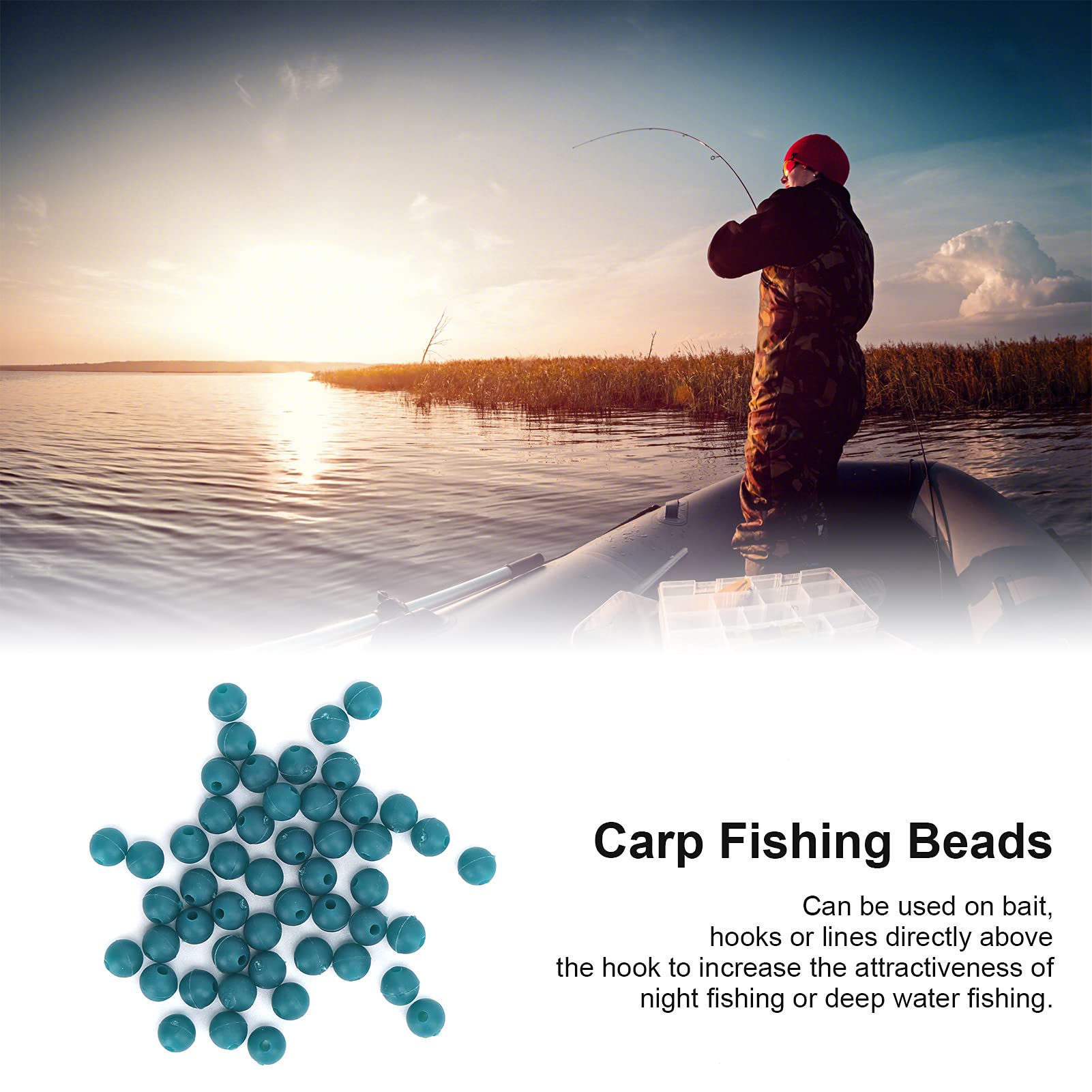 Beads in night fishing scenario demonstrating subtle attraction and placement