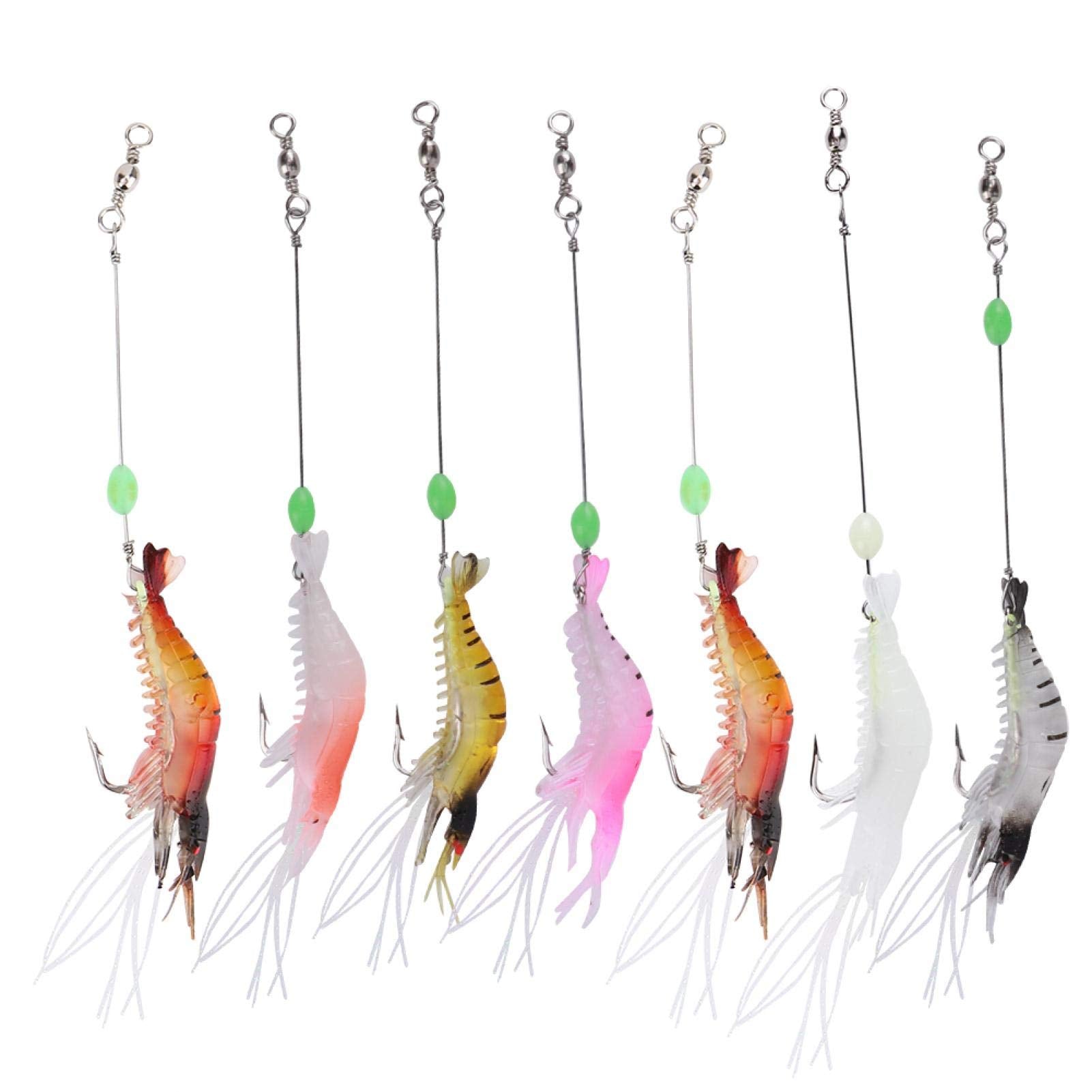 Alomejor soft silicone luminous shrimp lures show a realistic bait with glowing action for night fishing.