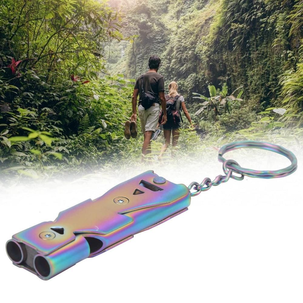Outdoor signaling with Alomejor whistle in action to attract attention.
