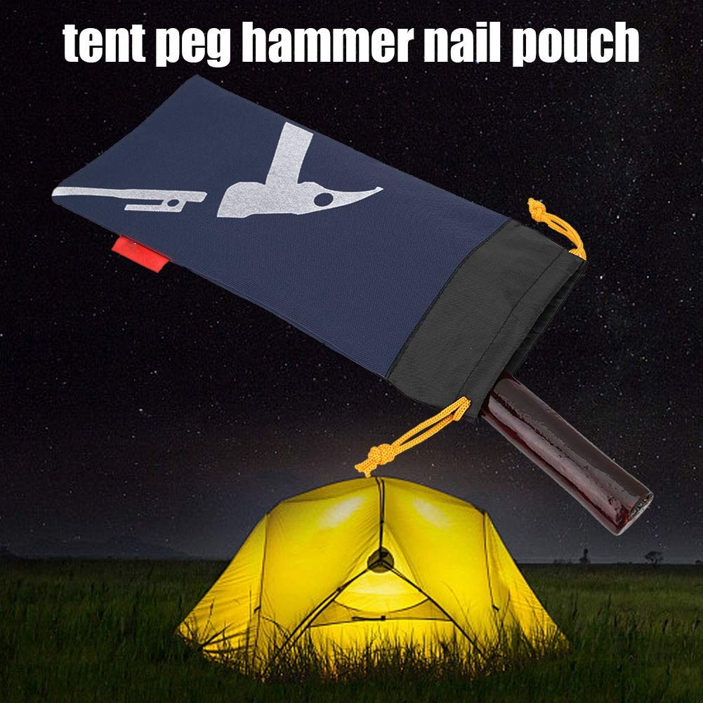 Alomejor Tent Hammer Bag keeps tent nails organized during camping.