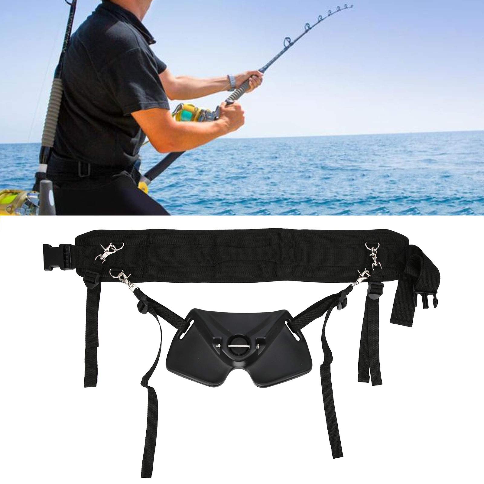 Product in use: fishing rod held by belt