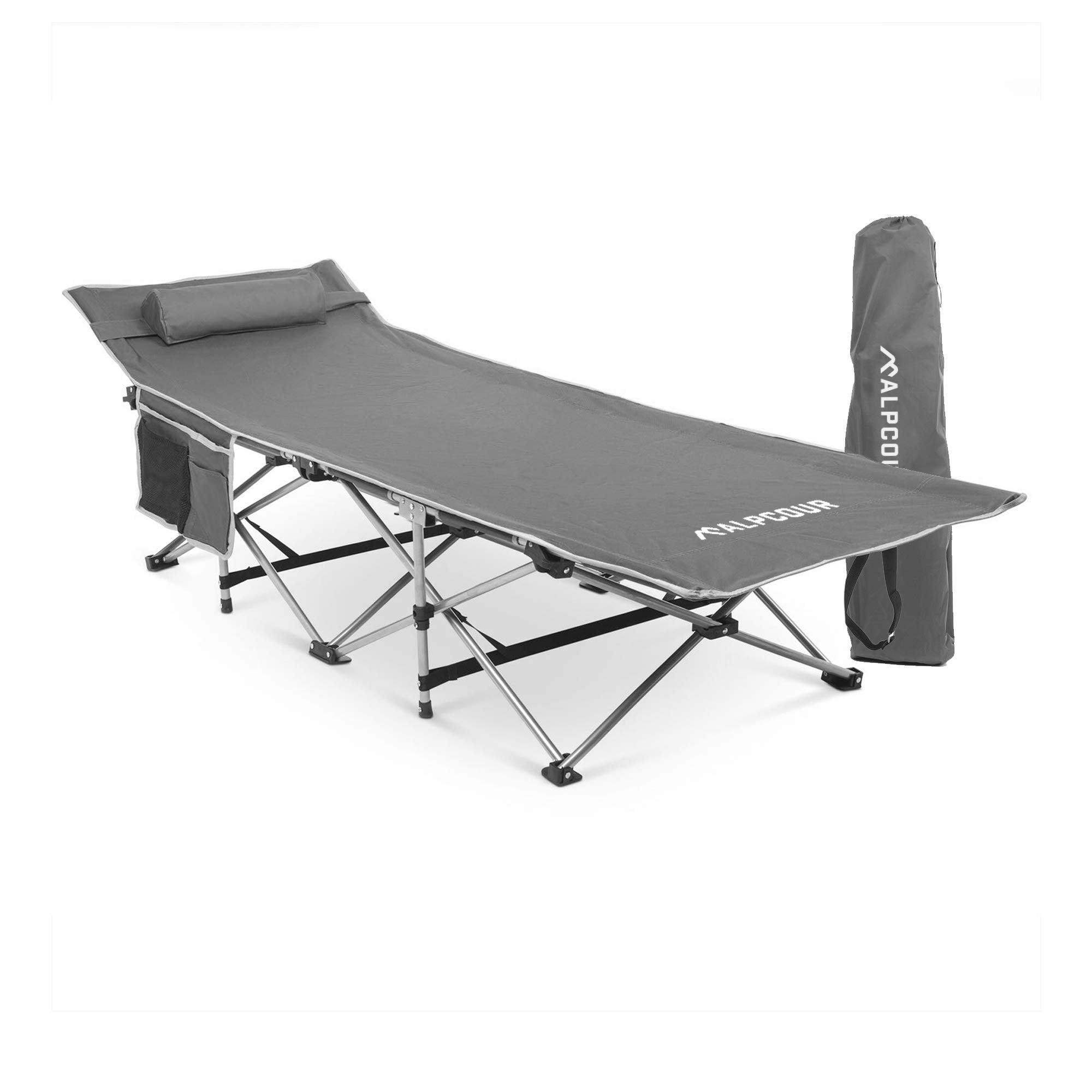 Alpcour folding camping cot setup outdoors for a restful night