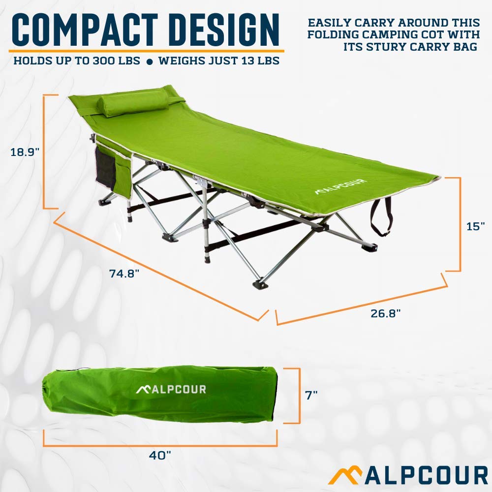 Alpcour cot side pocket keeps essentials within reach