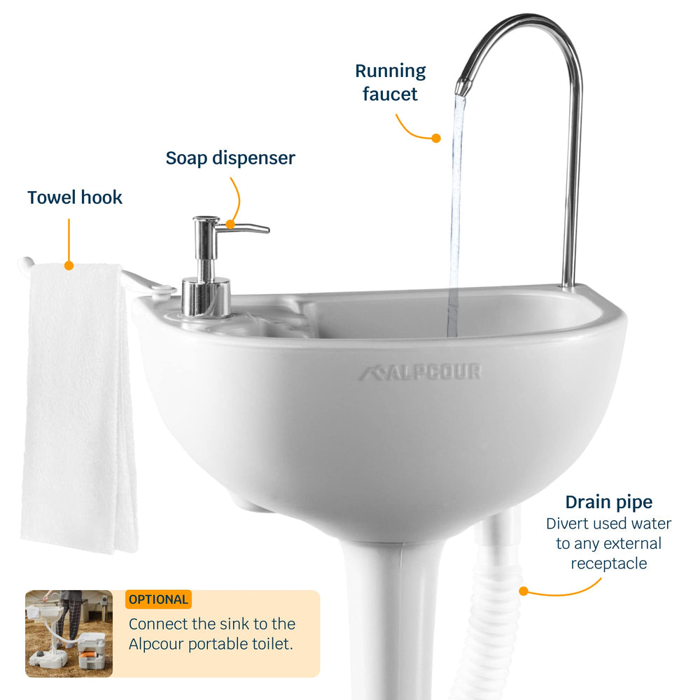 Alpcour portable camping sink drain hose facilitates outdoor wastewater management