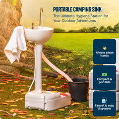 Alpcour portable camping sink running faucet provides hands-free water flow