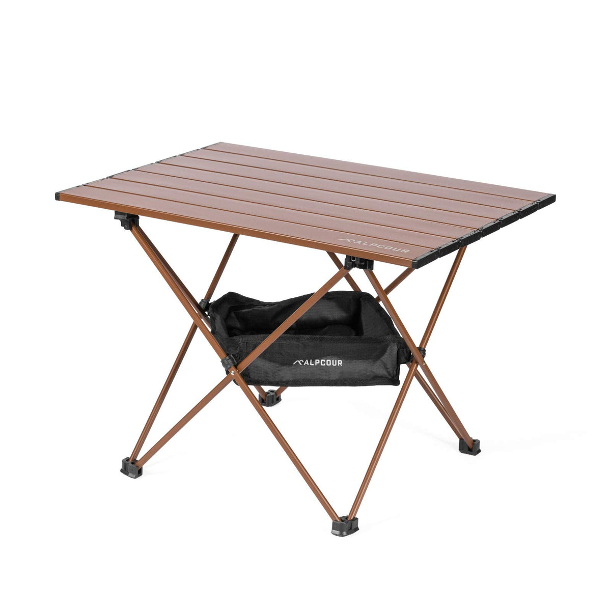 Alpcour portable camping table with aluminum top ready for outdoor meals