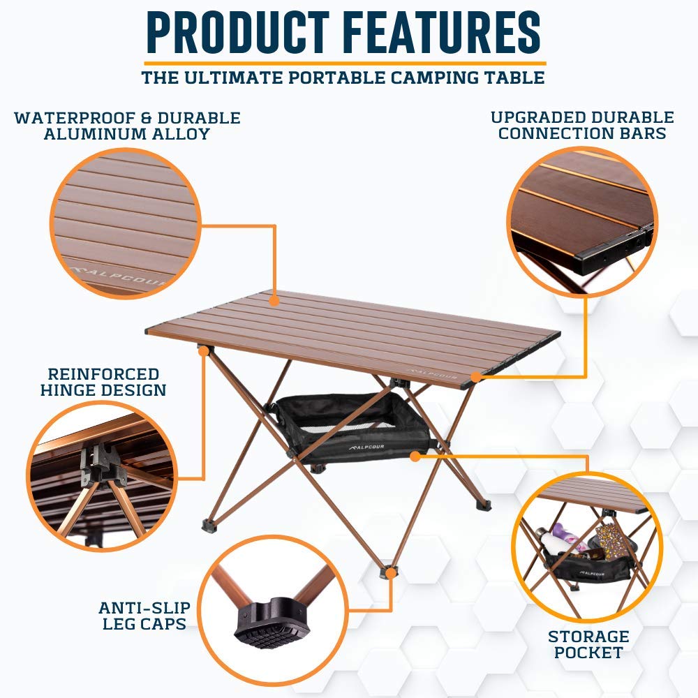 Alpcour portable camping table easel legs provide stable support