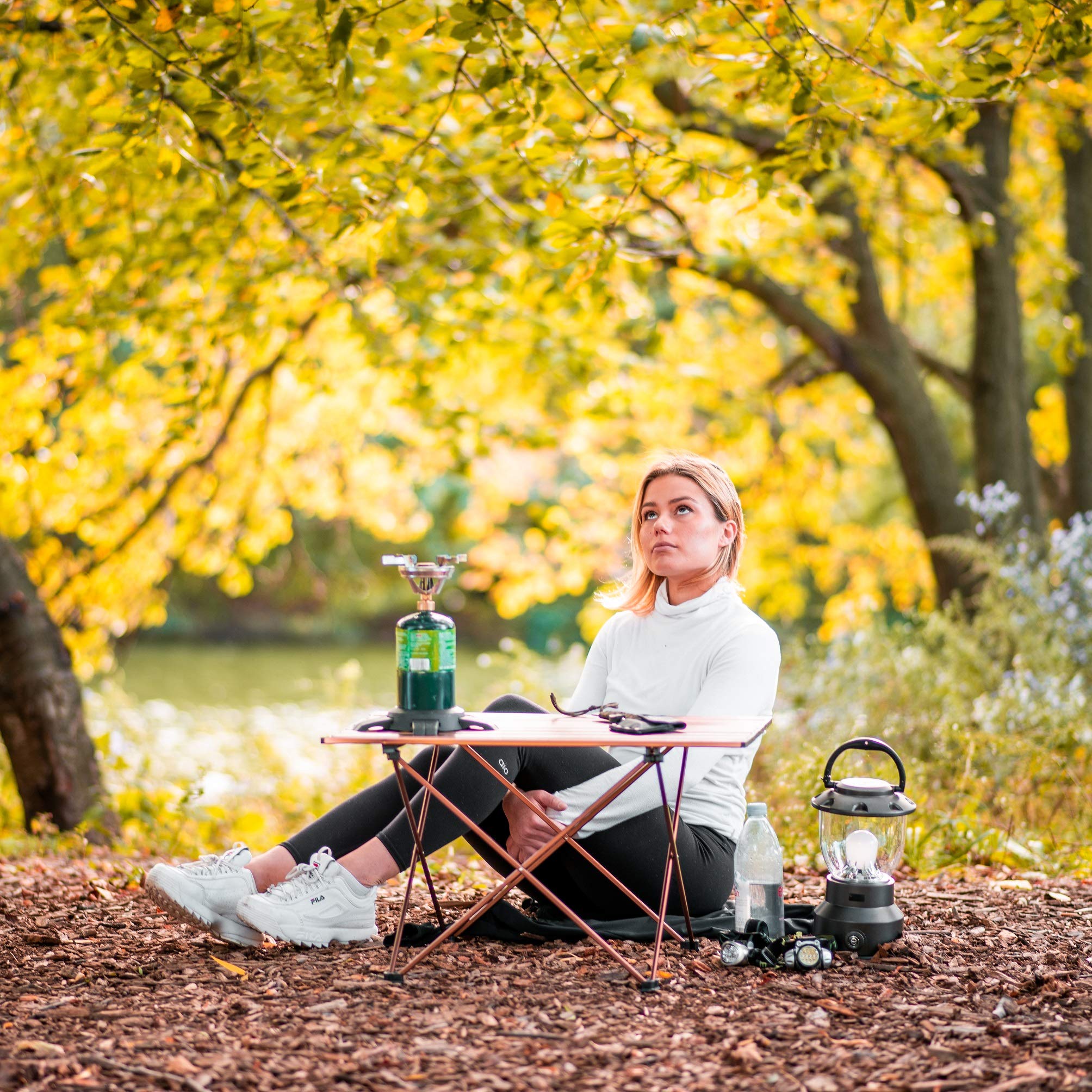 Alpcour portable camping table folded in bag for easy transport