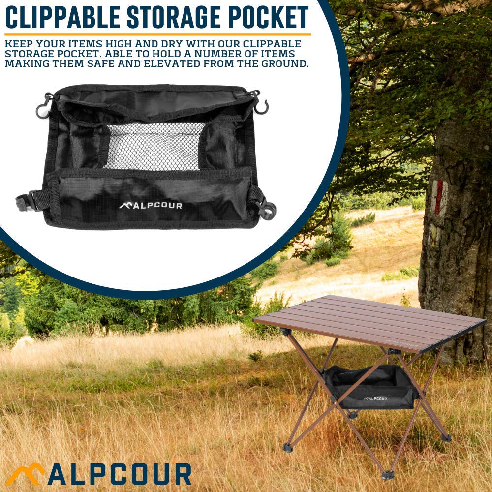 Alpcour portable camping table medium size balances portability and surface area