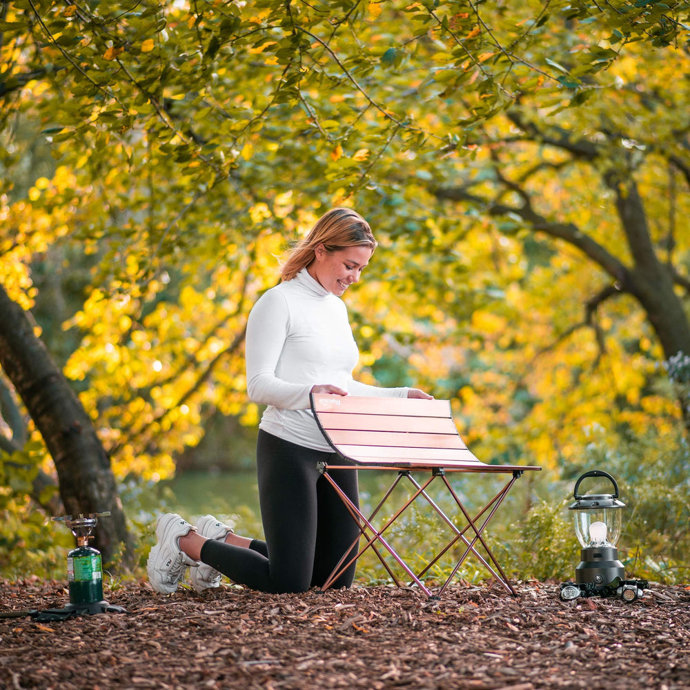 Alpcour portable camping table rustproof legs endure outdoor use