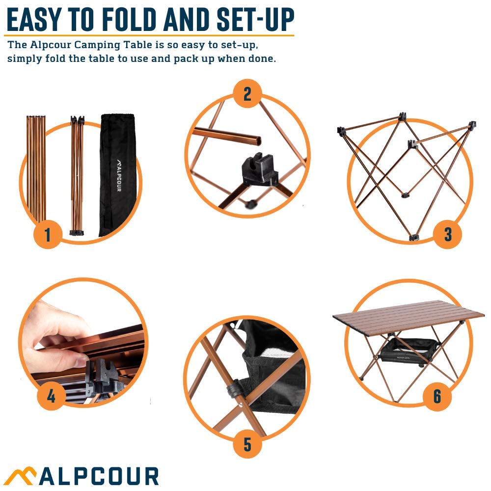 Alpcour portable camping table small size fits compact spaces