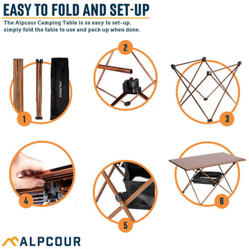 Alpcour portable camping table small size fits compact spaces