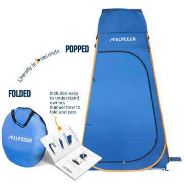Alpcour portable pop up tent open setup illustrating quick privacy in seconds.
