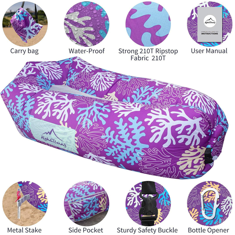AlphaBeing inflatable couch for outdoor use suits camping and beach trips.