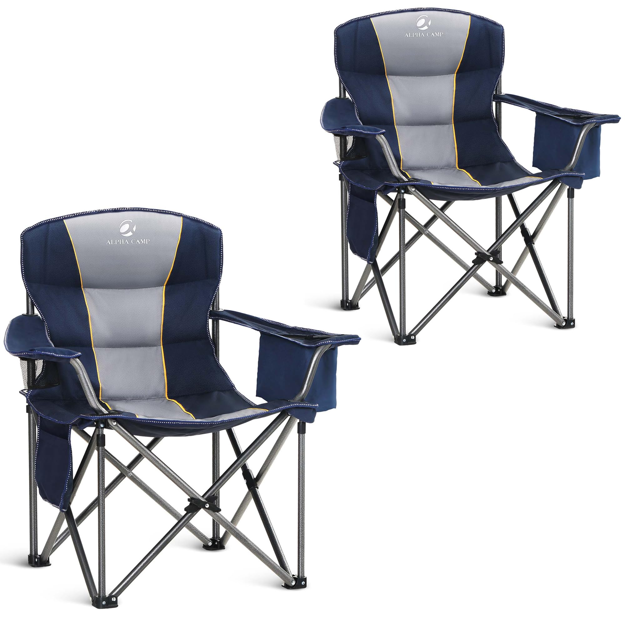 ALPHA CAMP 2PC oversized camping chair front view offers roomy seating for loungers.