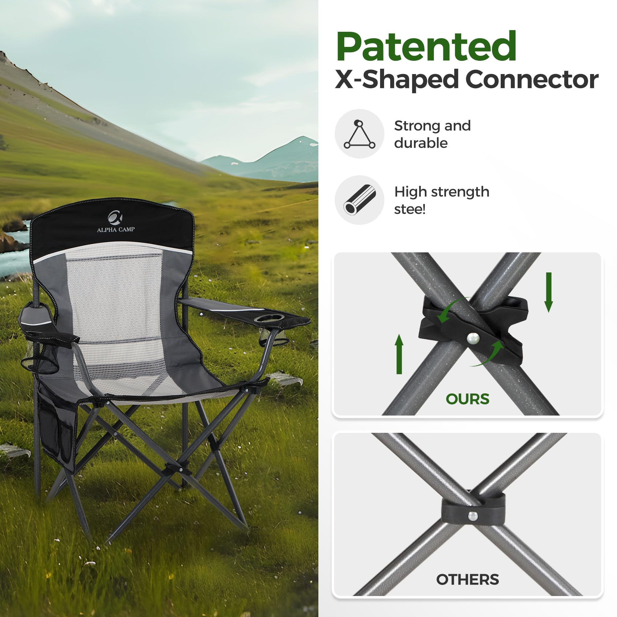 ALPHA CAMP chair padded armrests for relaxed outdoor seating