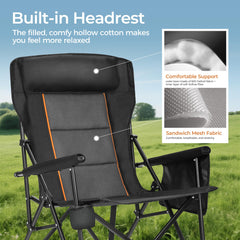 ALPHA CAMP 600D Oxford fabric seat resists wear while delivering durable, long-lasting comfort.