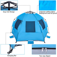 Alpha Camp sun shelter with extended porch for extra shade