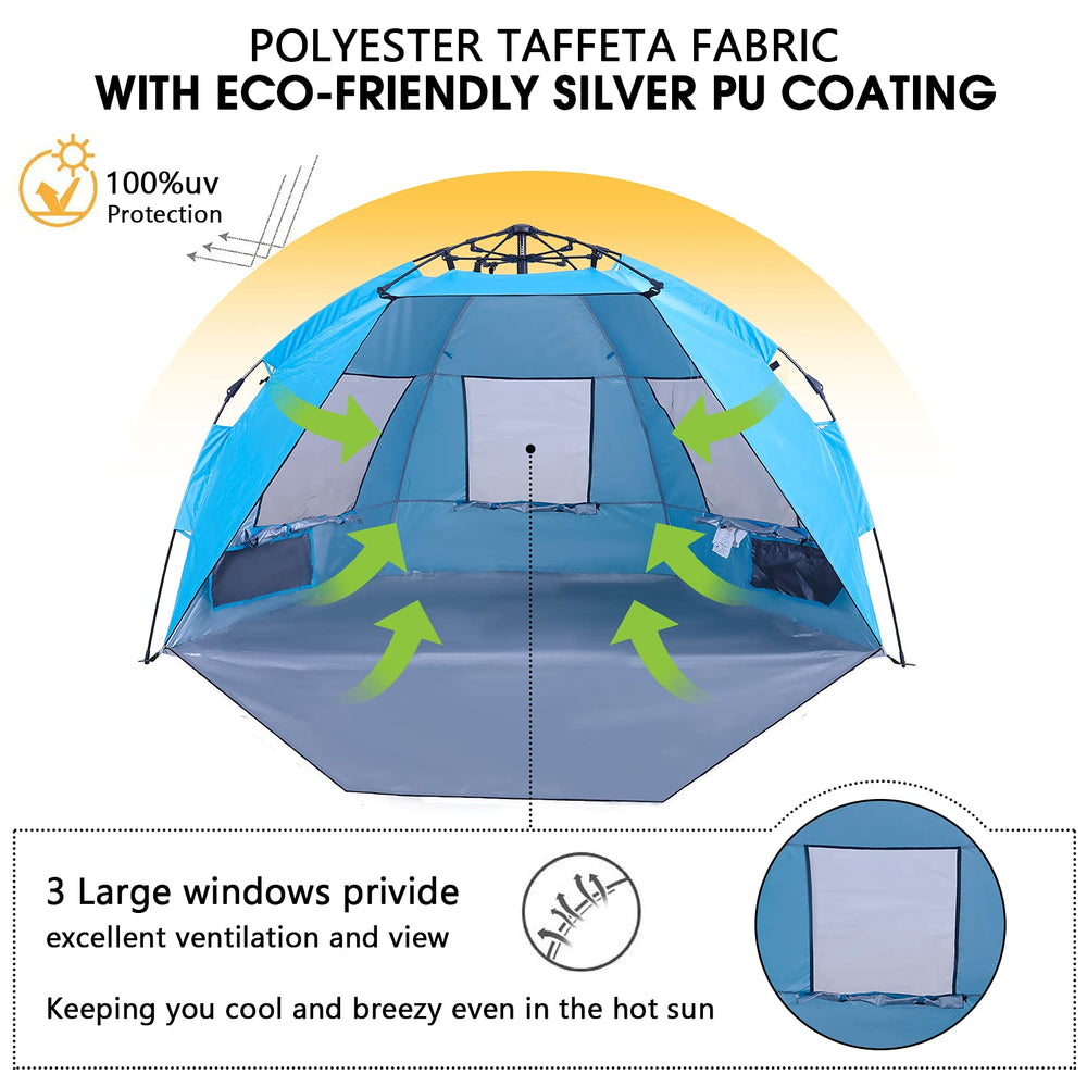 Alpha Camp beach tent with UV protection for sunny days