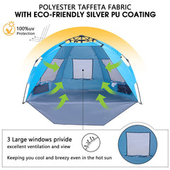 Alpha Camp beach tent with UV protection for sunny days
