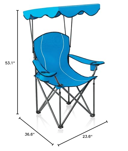 Alpha Camp canopy in up position offering cool shade outdoors