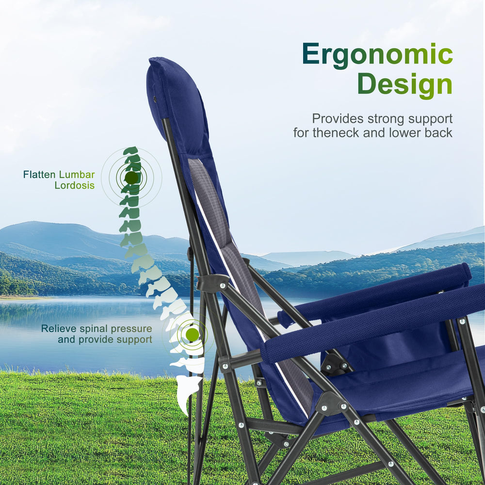 ALPHA CAMP chair uses durable 600D Oxford fabric for easy care.