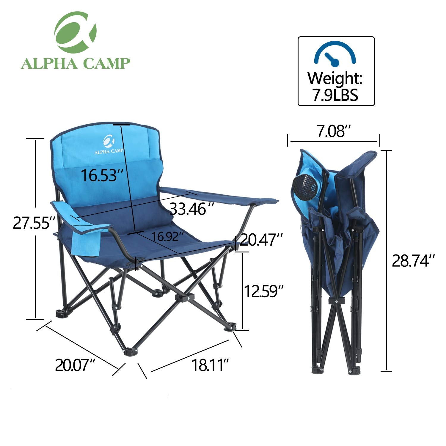 ALPHA CAMP chair cup holder armrest for drinks.