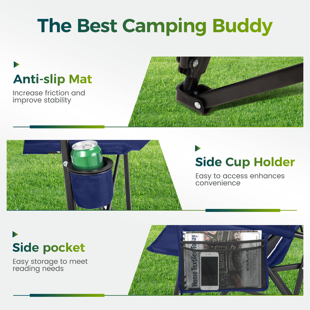 ALPHA CAMP chair suits camping, picnics, beaches, and garden gatherings.