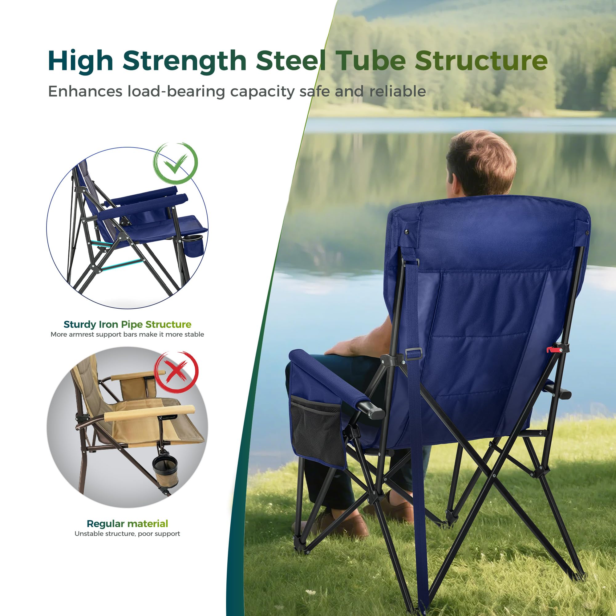 ALPHA CAMP chair's hammer-tone coating resists rust and scratches.