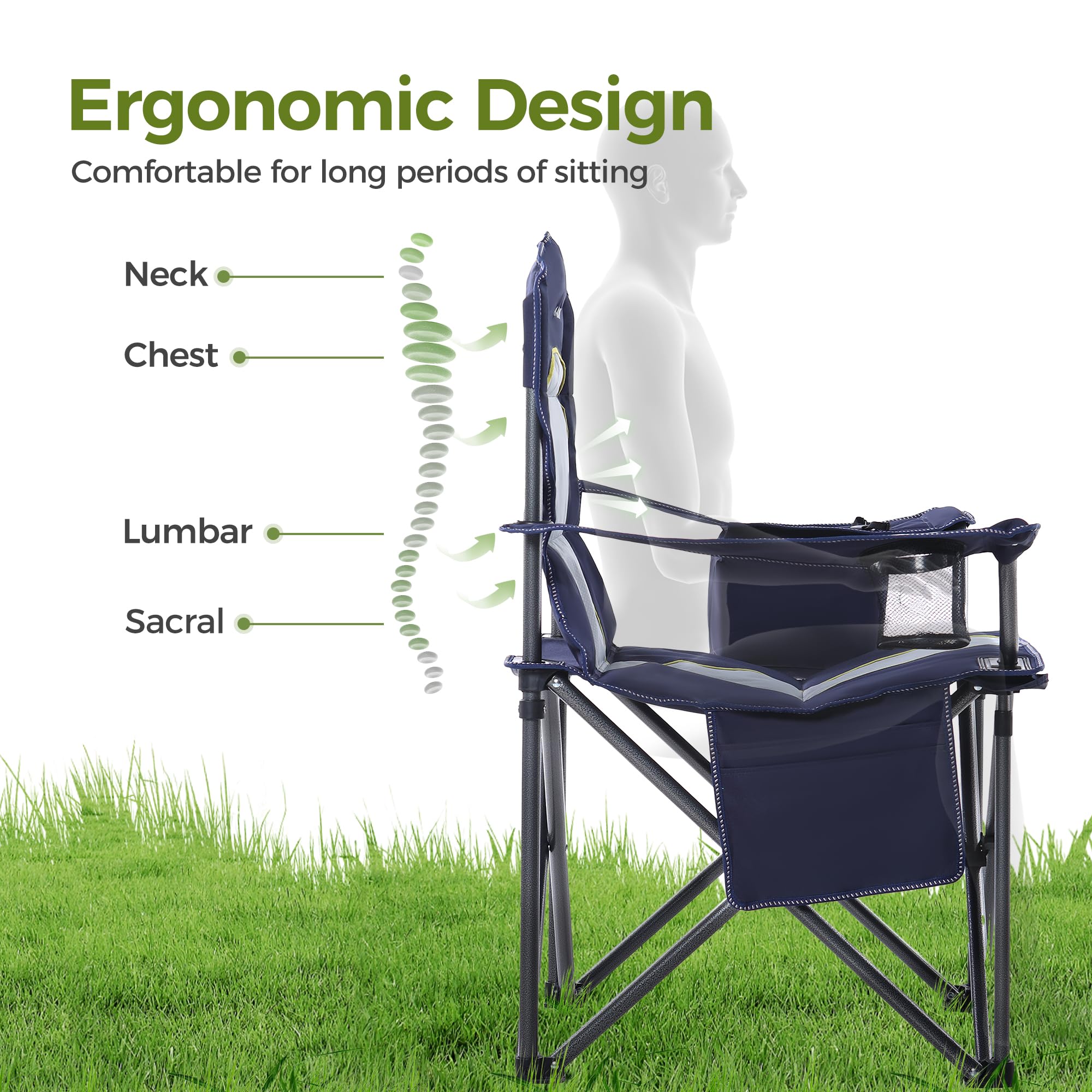 ALPHA CAMP cooler bag attached to chair on sunny day for refreshments