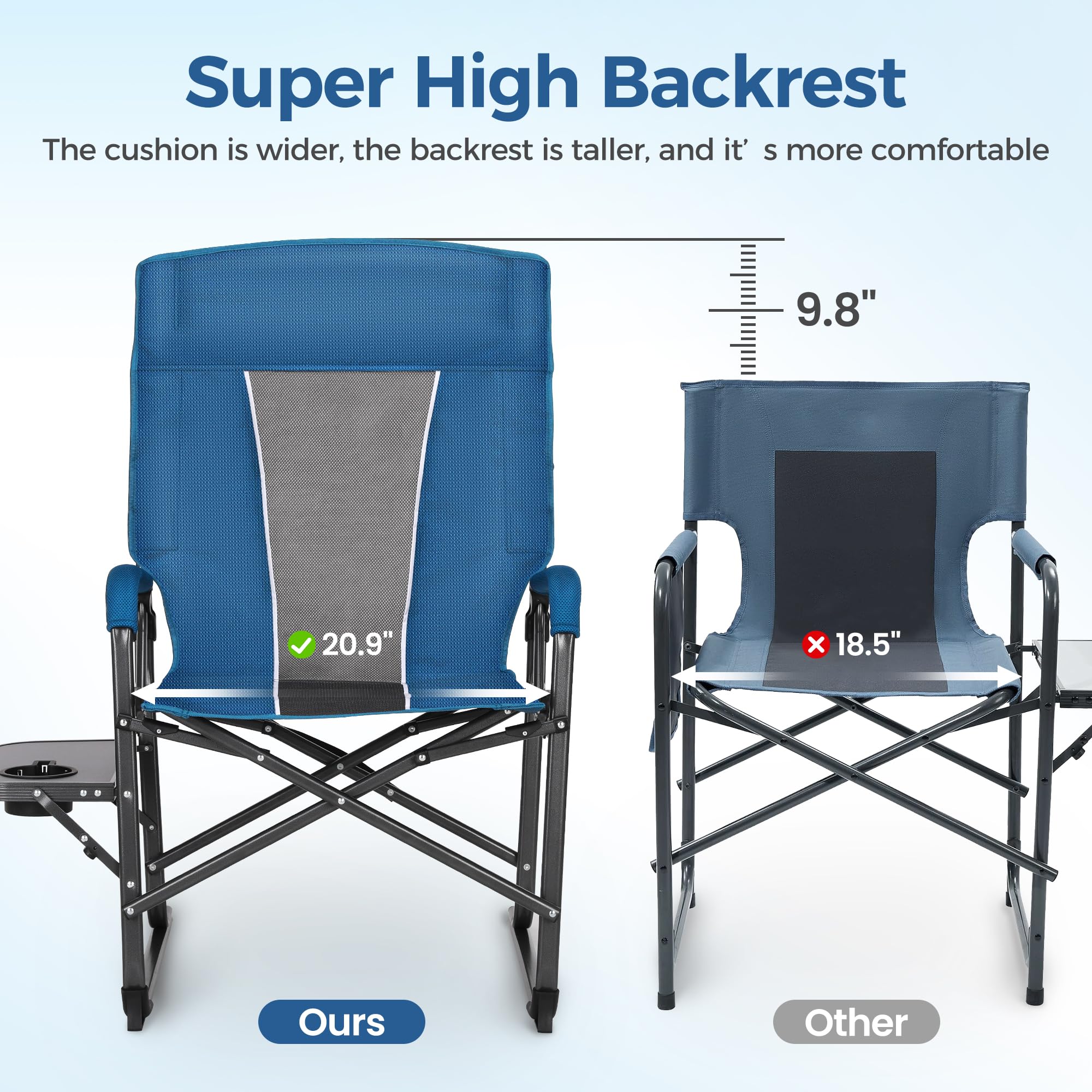 Alpha Camp chair with cup holder keeps drinks within reach.