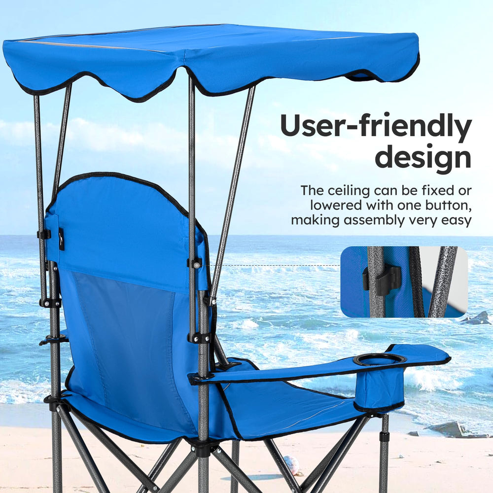 Alpha Camp cyan blue reclining chair ready for sunny adventures