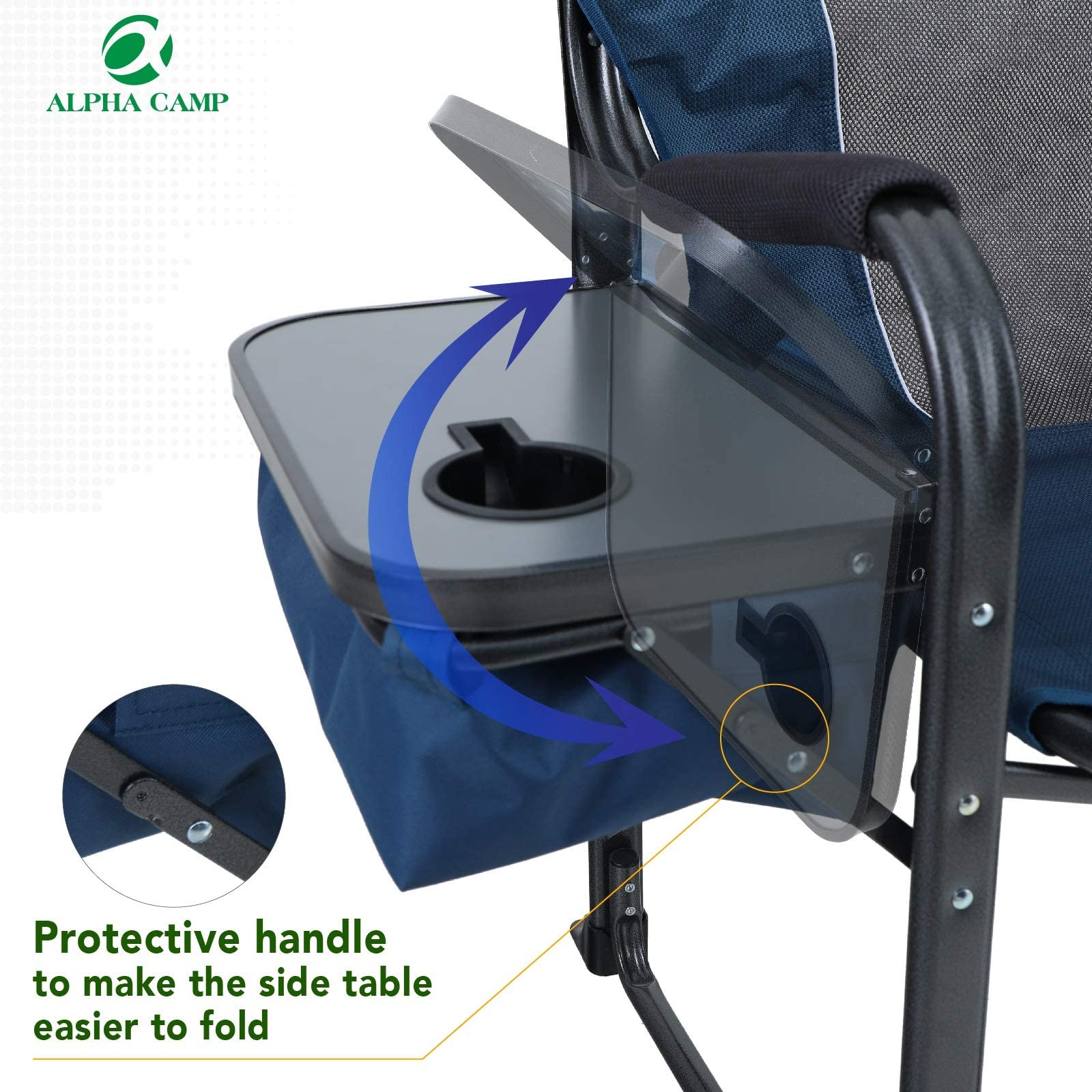 ALPHA CAMP Director Chair back view shows breathable fabric and reinforced frame