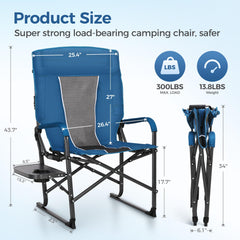 Alpha Camp director chair with side table for convenient on-the-go meals.