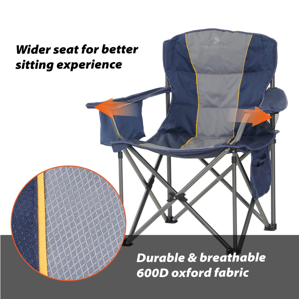 ALPHA CAMP folded chair with carry bag fits compactly for easy transport.