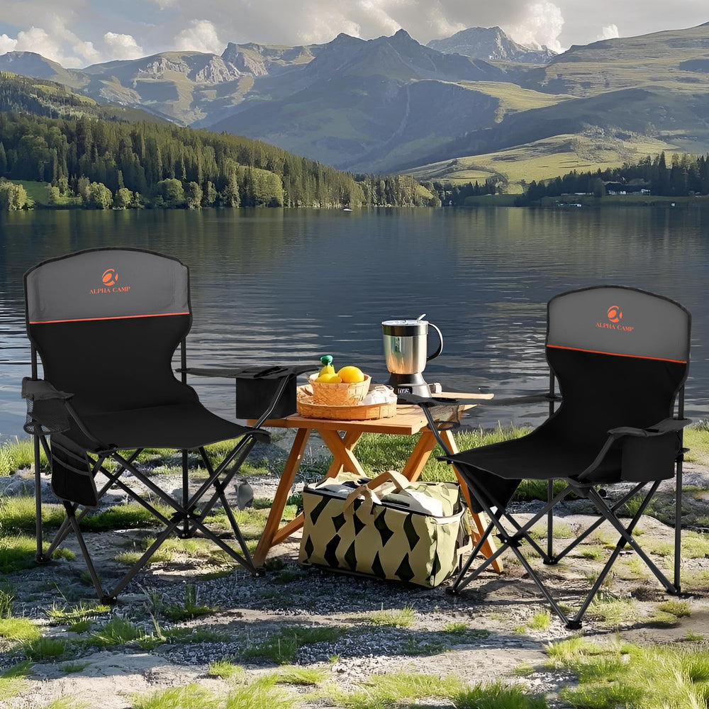 ALPHA CAMP chair shows thick 600D fabric texture for durable seating