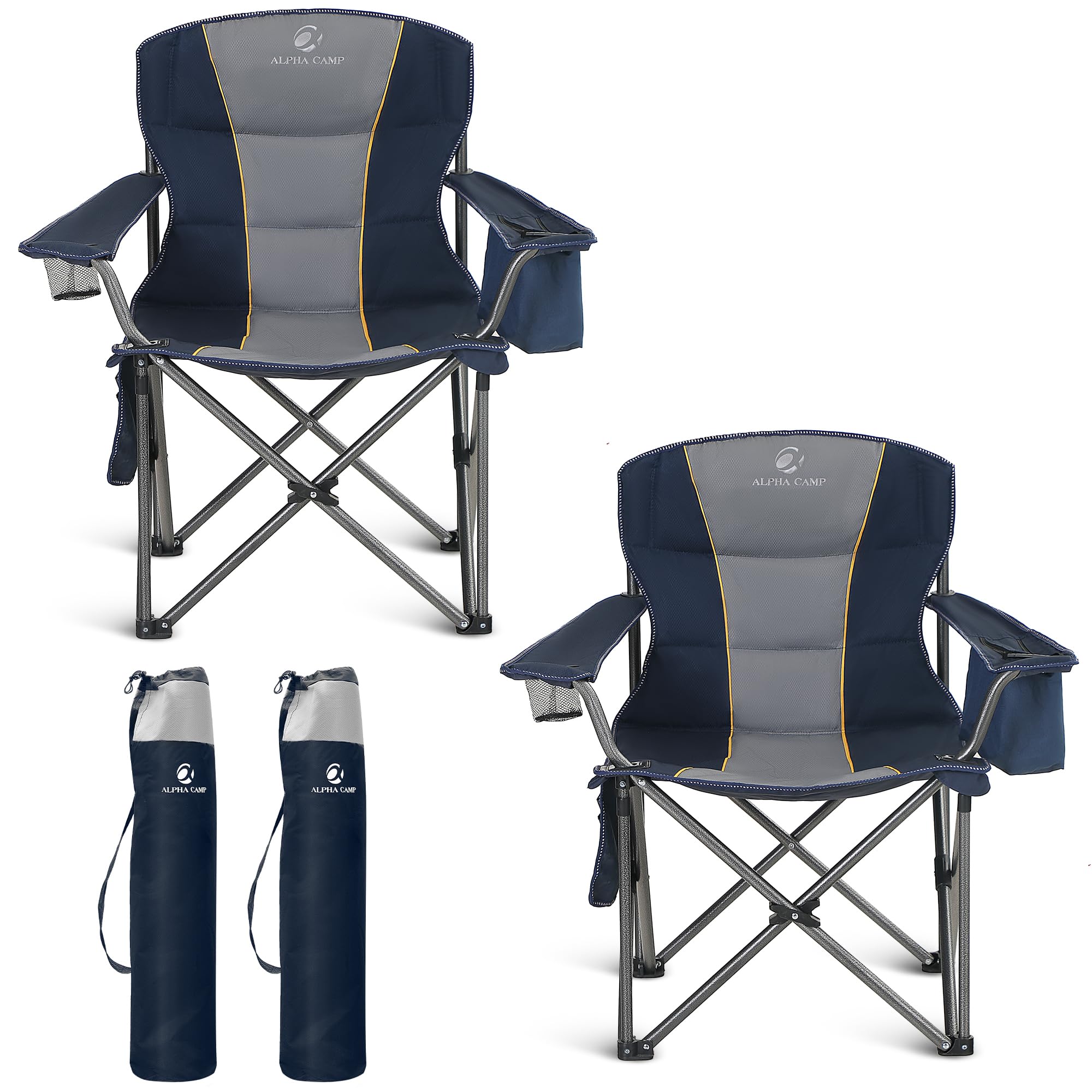 ALPHA CAMP folding chair oversized seat ready for extended outdoor comfort.