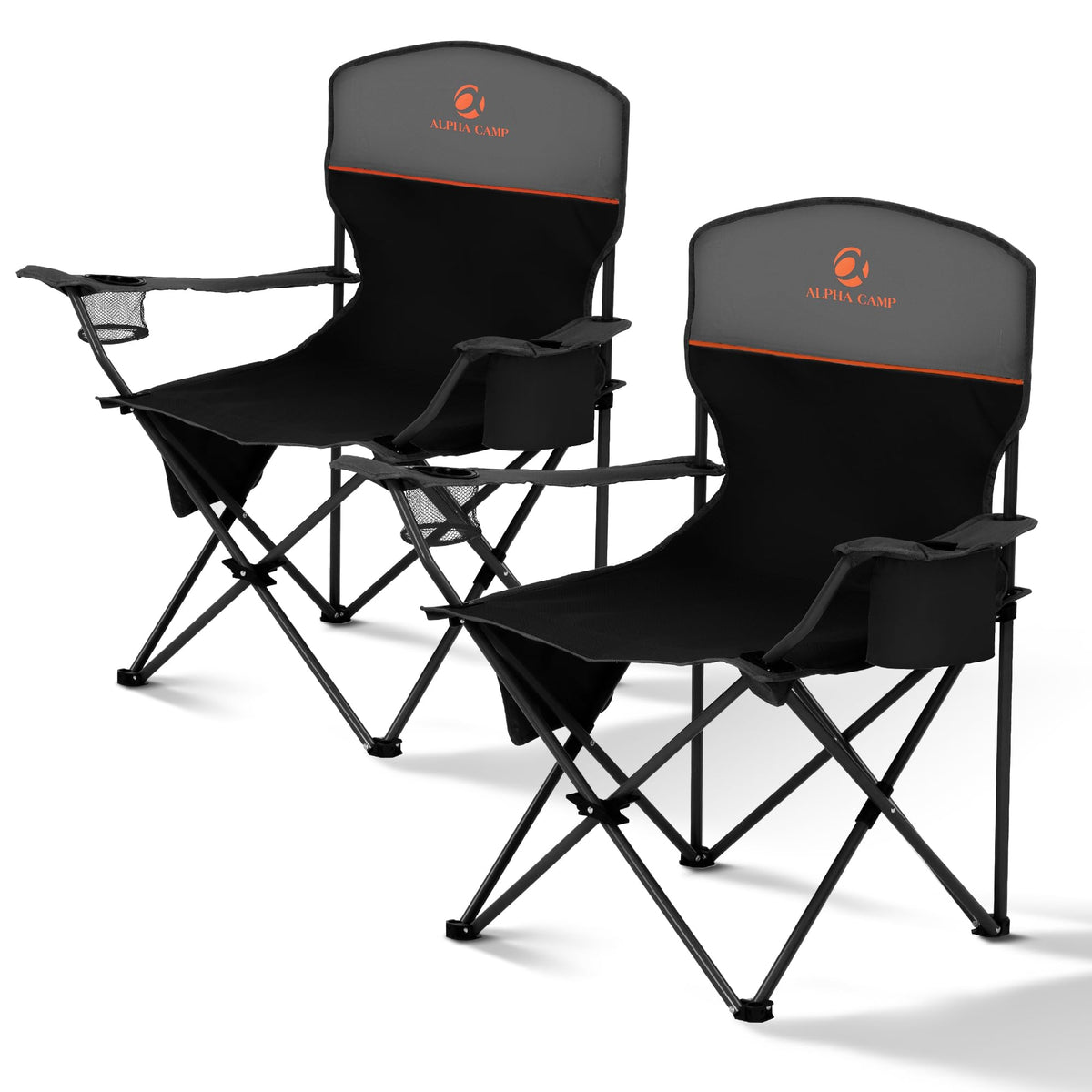 ALPHA CAMP folding chair close-up with sturdy frame for reliable outdoor seating