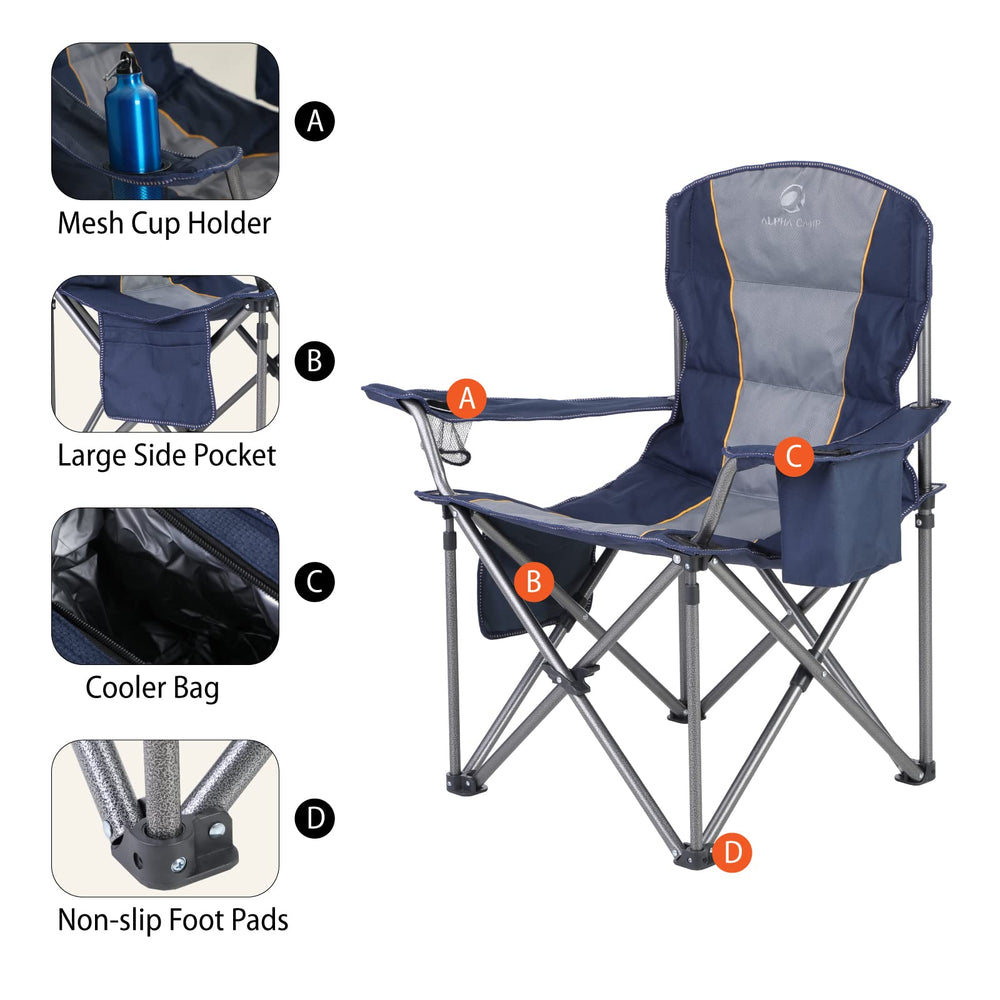 ALPHA CAMP chair outdoors at the beach demonstrates versatile durable seating for picnics.