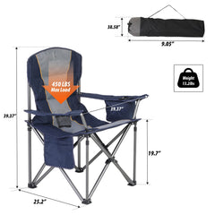 ALPHA CAMP chair with cooler bag provides convenient refreshment storage for camping.