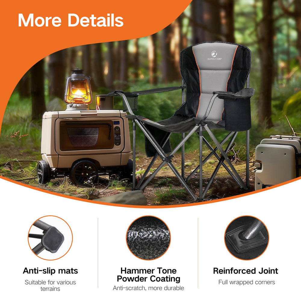 ALPHA CAMP chair hammer-tone frame resists rust and scratches