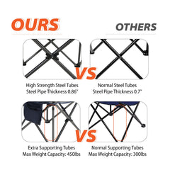 ALPHA CAMP chair side-pocket storage keeps phone and sunglasses within reach.