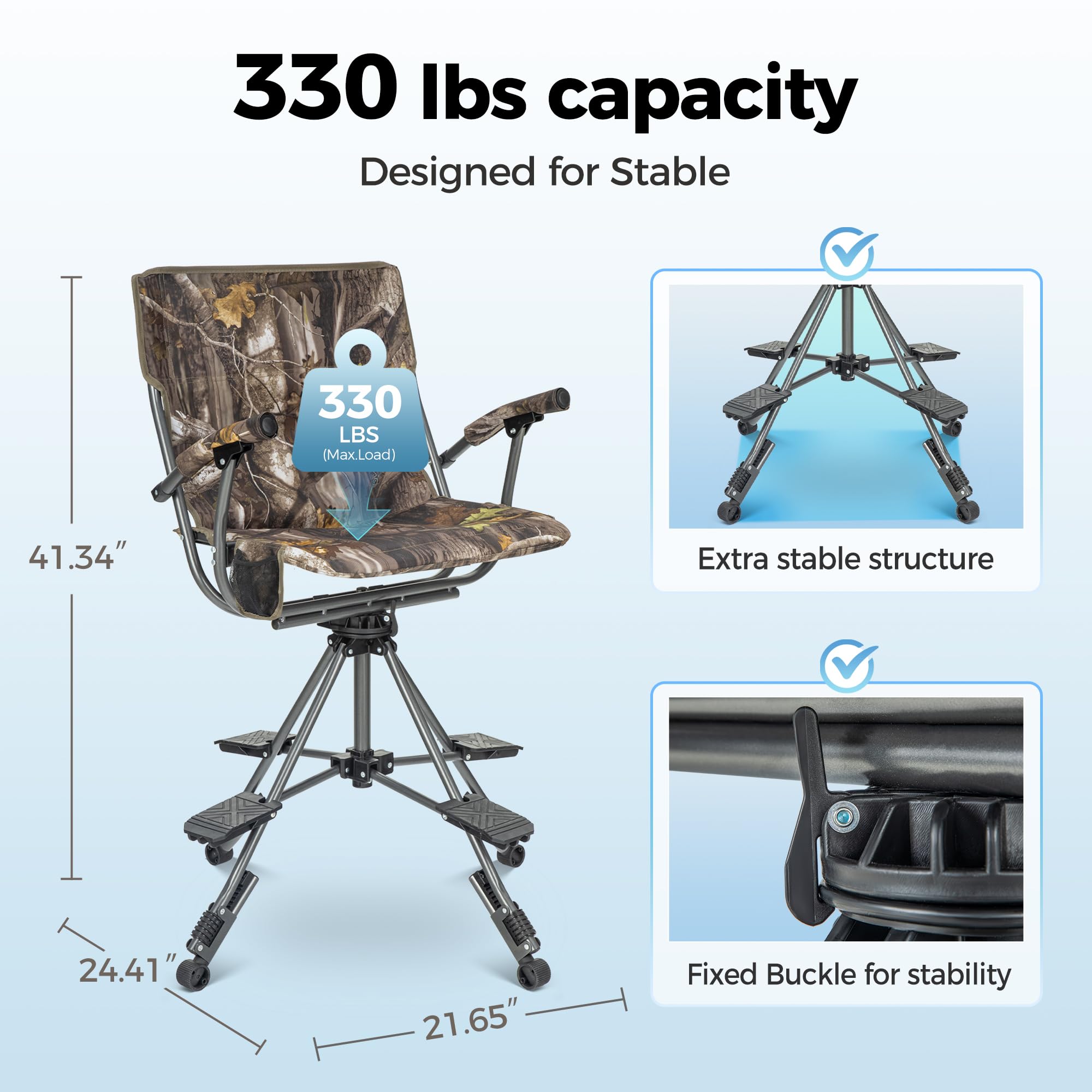 ALPHA CAMP folding hunting chair camouflage pattern blends with surroundings