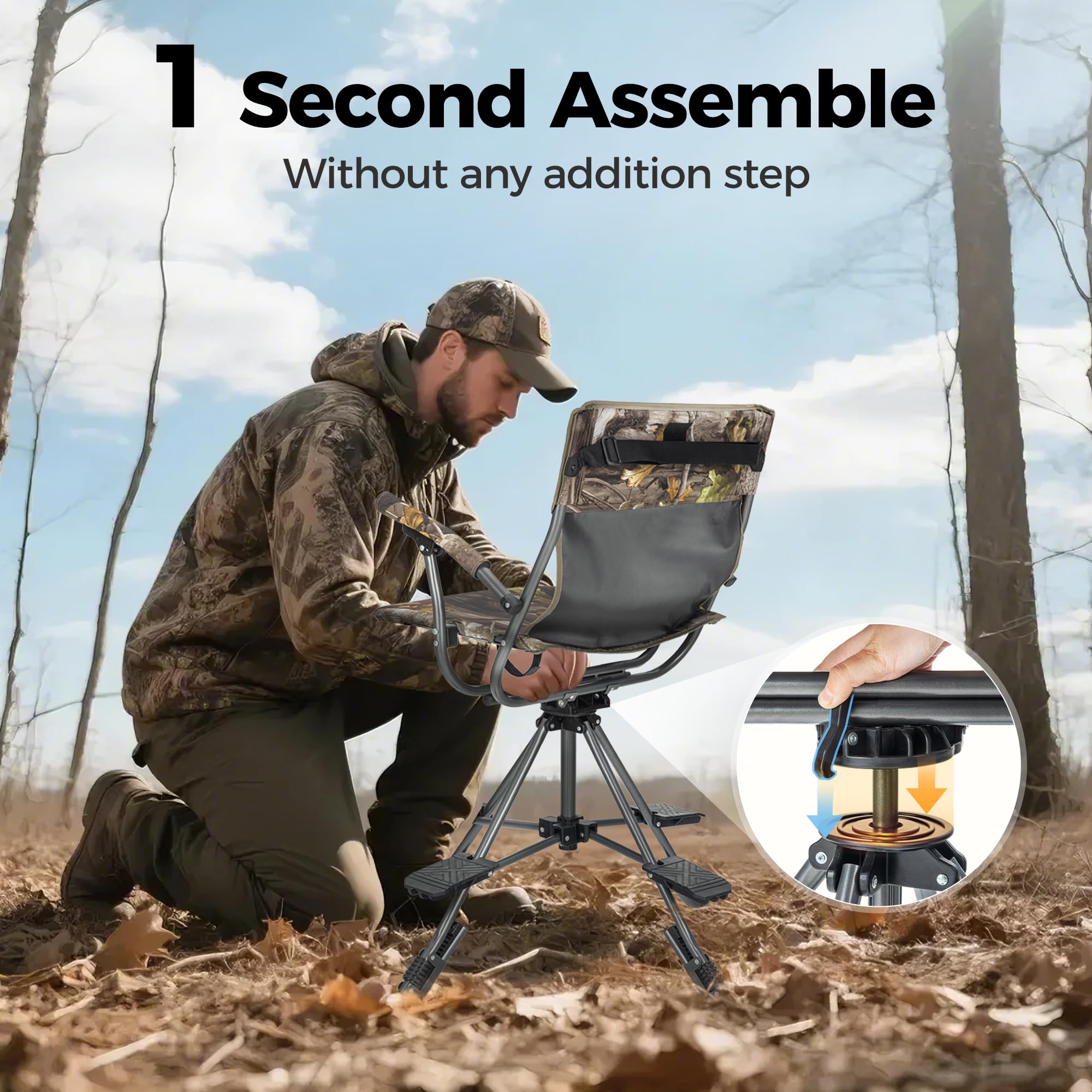 ALPHA CAMP folding hunting chair padded armrest ensures all-day comfort