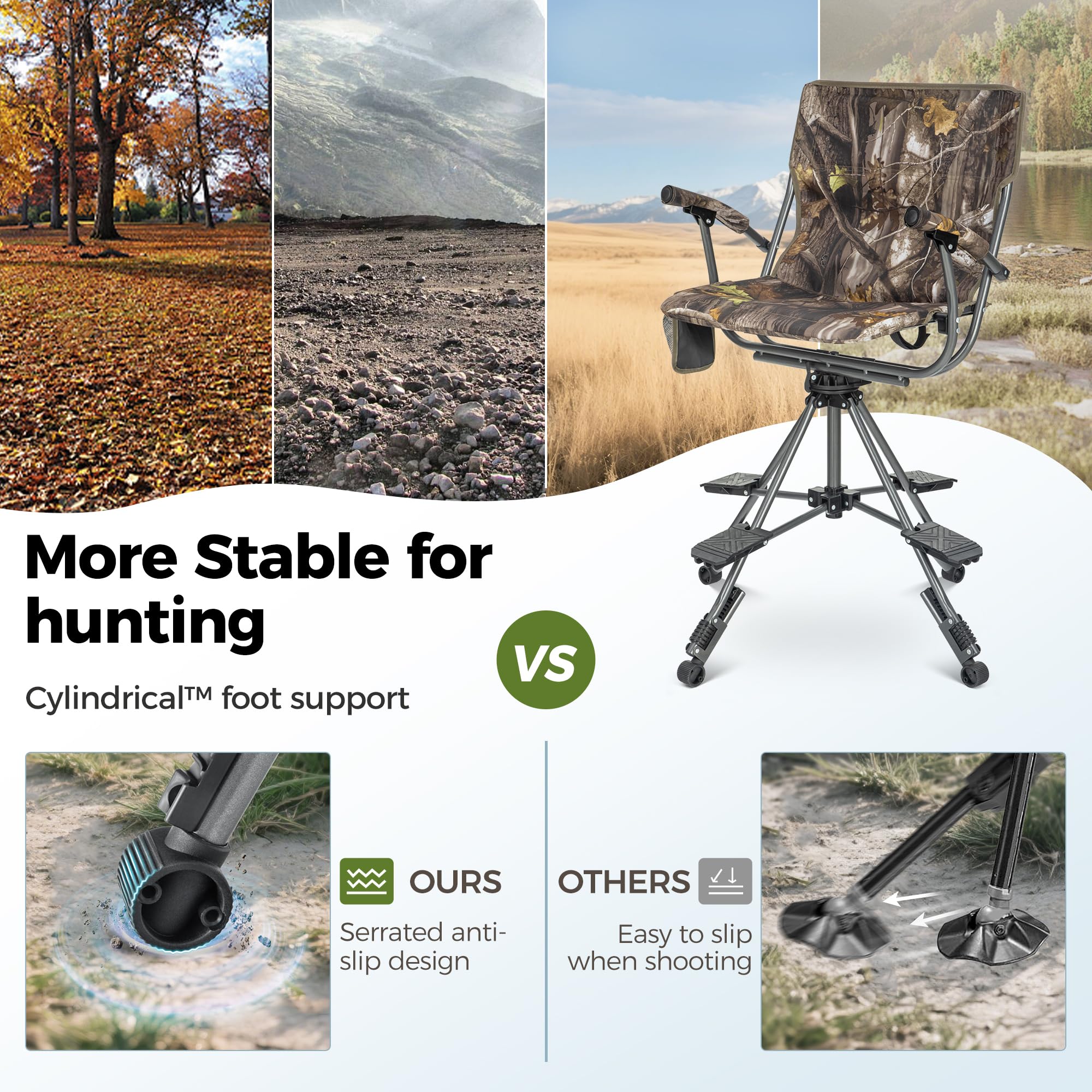 ALPHA CAMP folding hunting chair tool-free setup unfolds in seconds